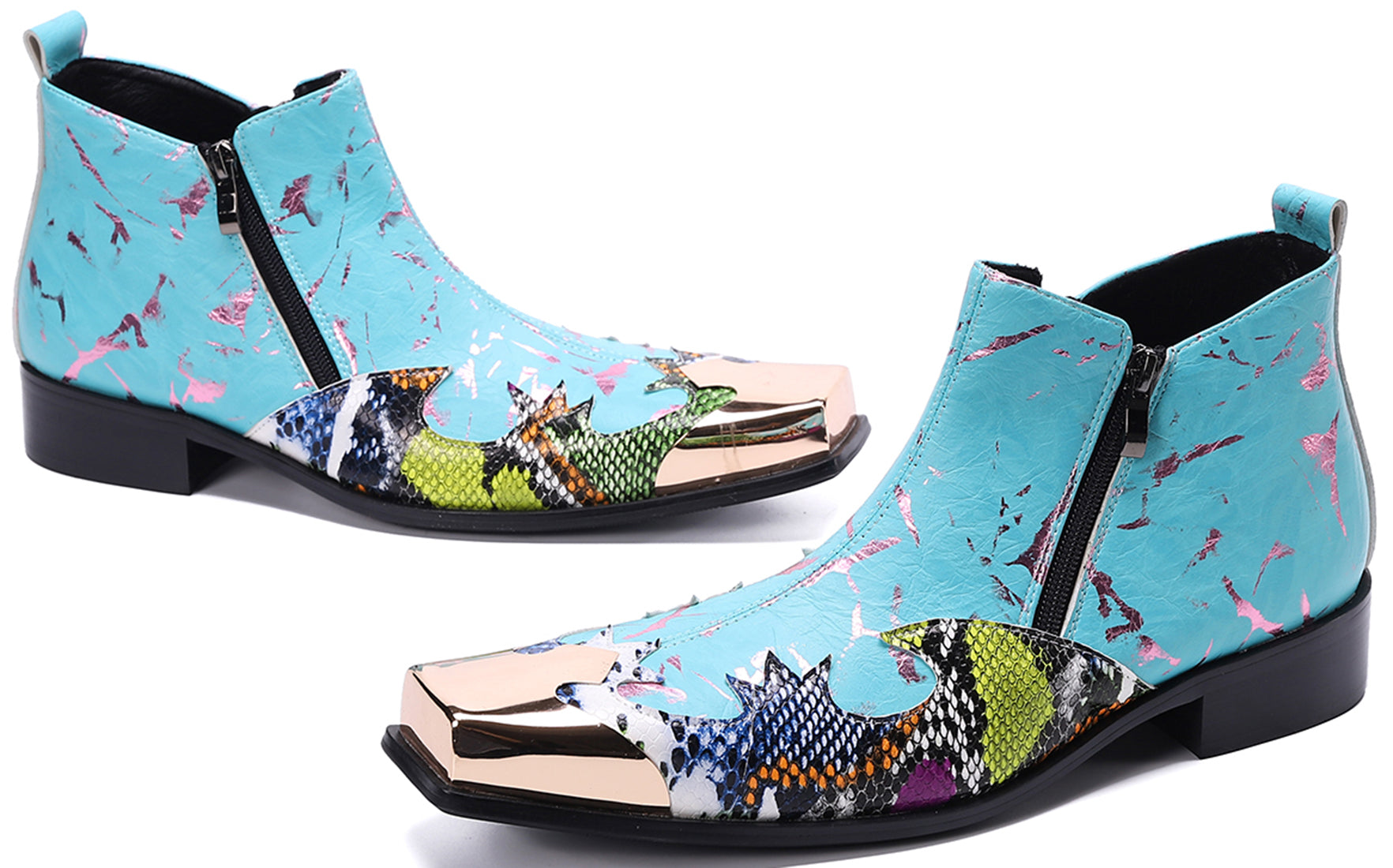 Botas occidentales con punta cuadrada de metal para hombre 