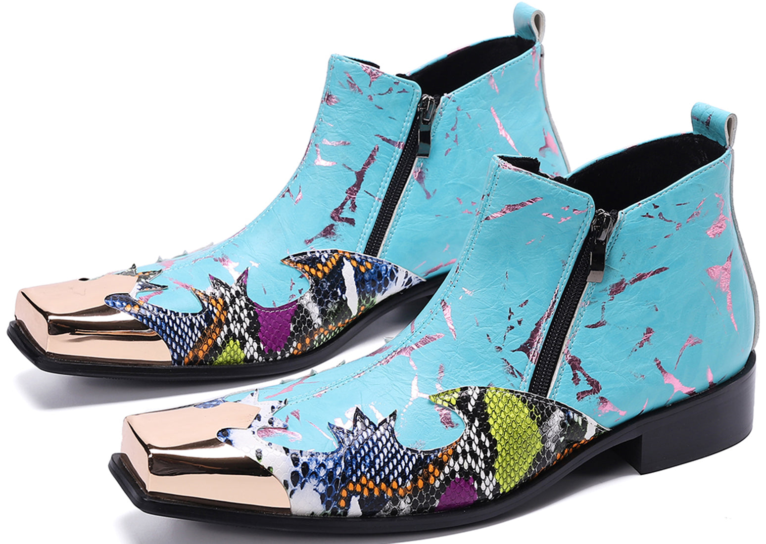 Botas occidentales con punta cuadrada de metal para hombre 