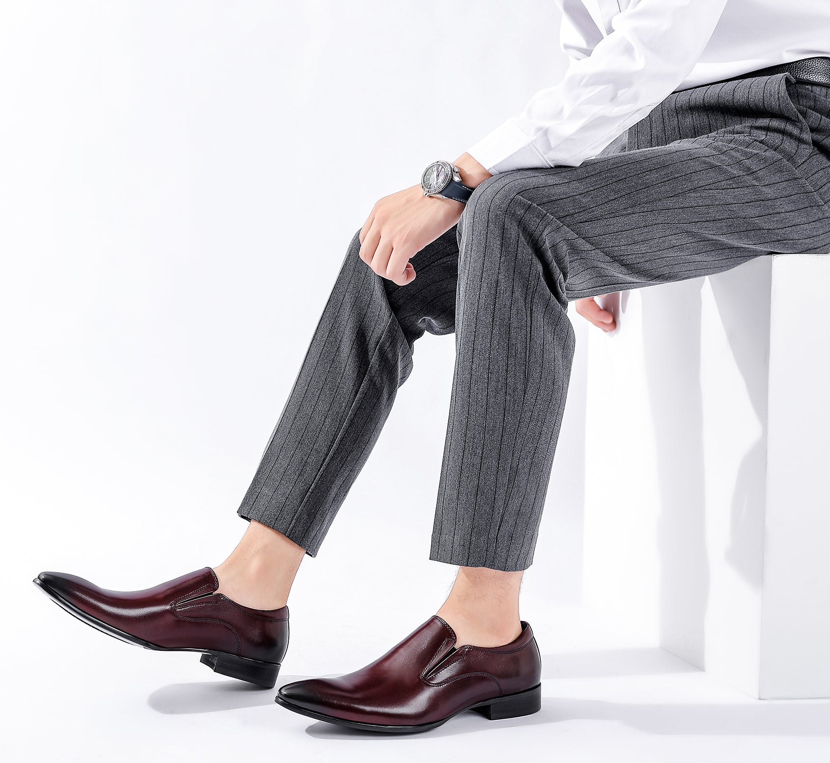 Mocasines formales de cuero sin cordones para hombre