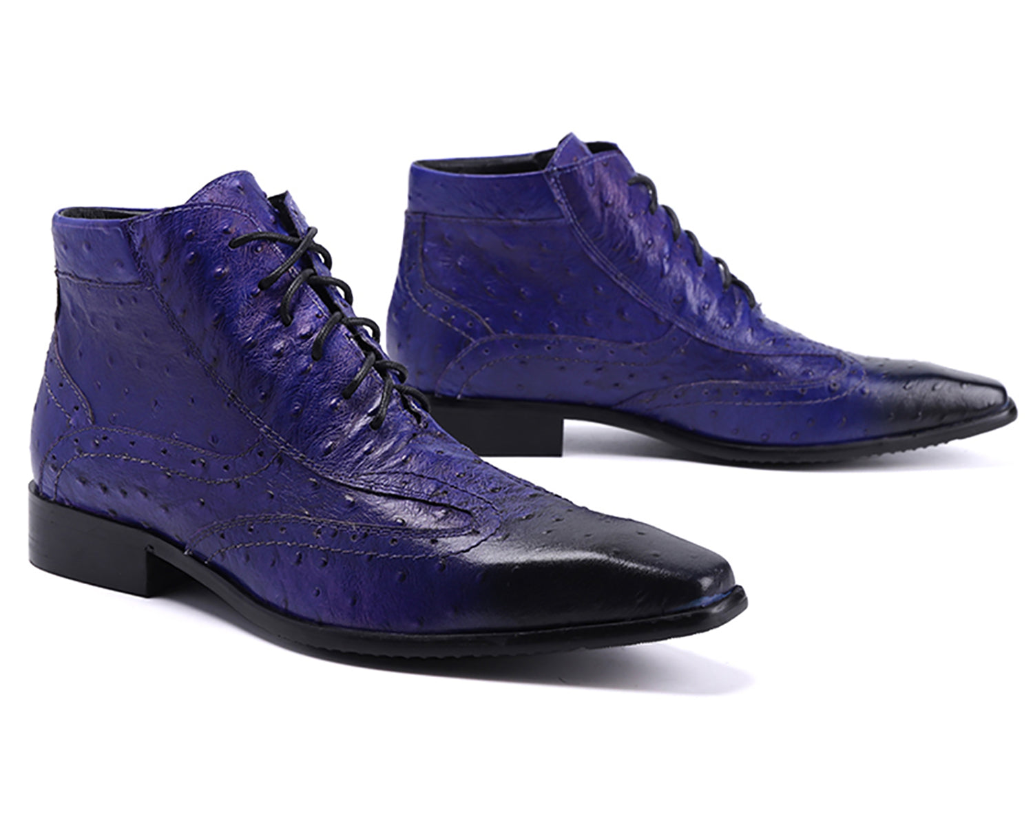 Botas de vestir de cuero con punta lisa para hombre