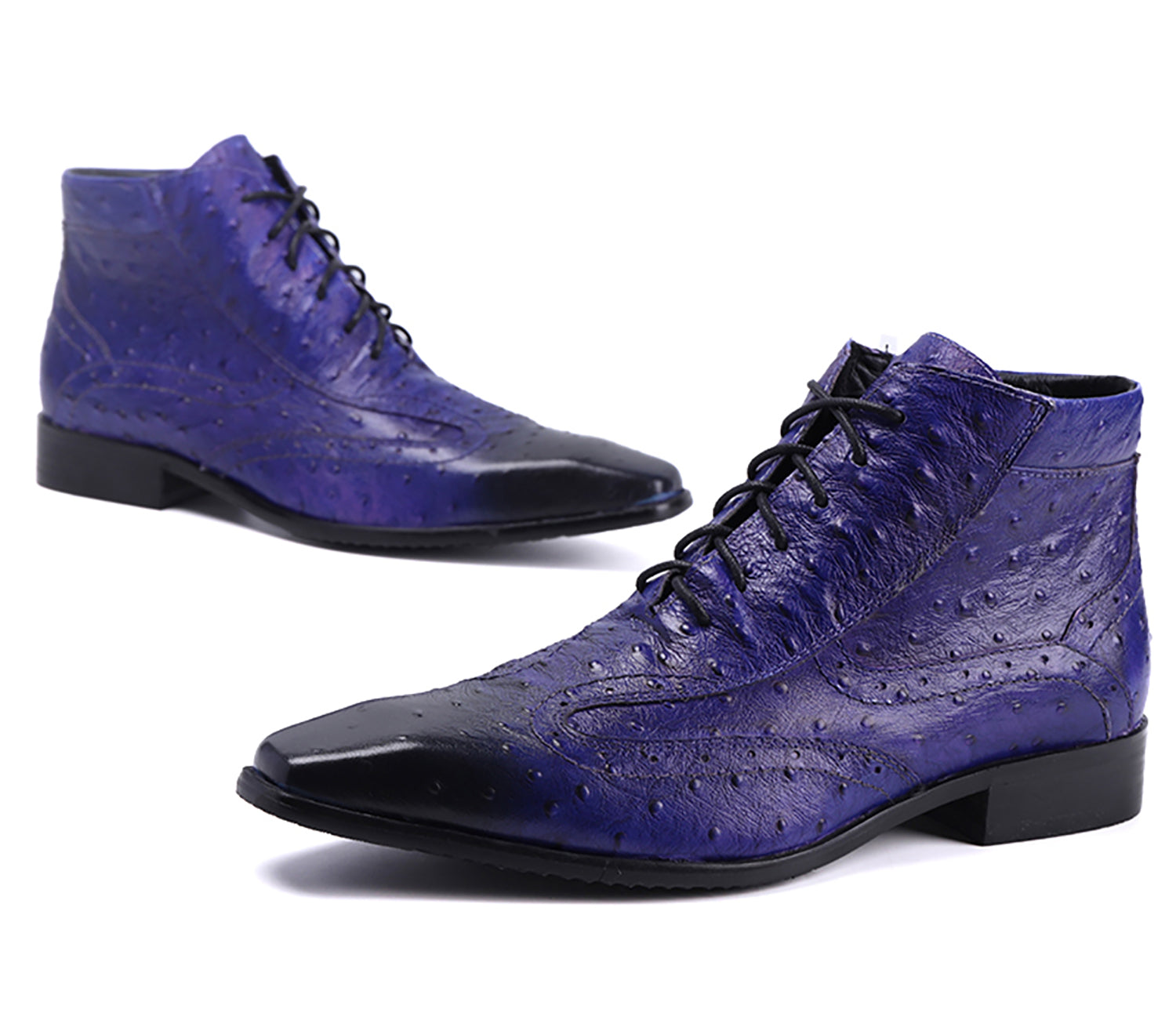 Botas de vestir de cuero con punta lisa para hombre