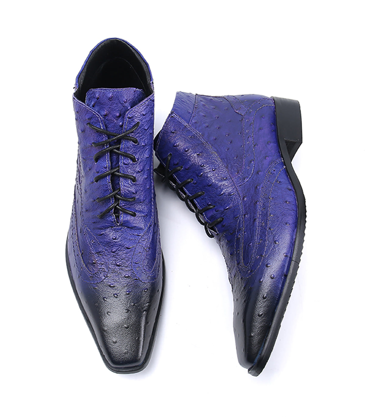 Botas de vestir de cuero con punta lisa para hombre