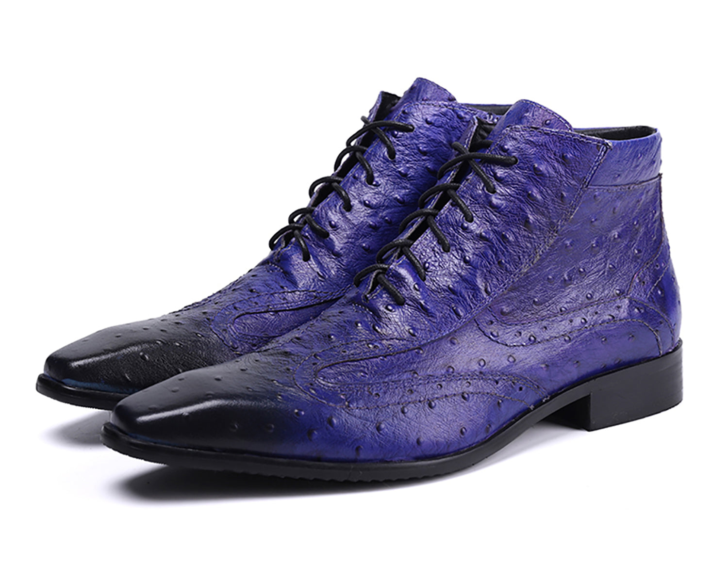 Botas de vestir de cuero con punta lisa para hombre