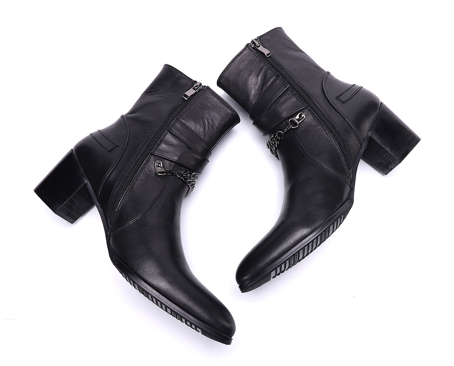 Men's Leather Double Buckle Mid-Calf Western Boots