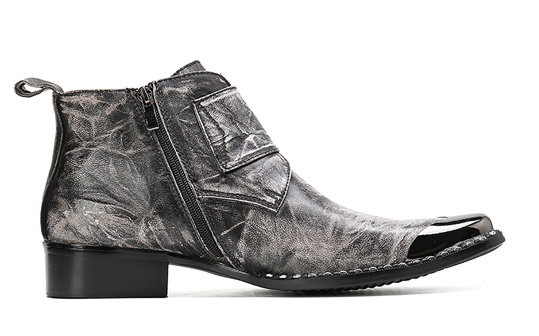 Men's Buckle Western Boots Metal Tip