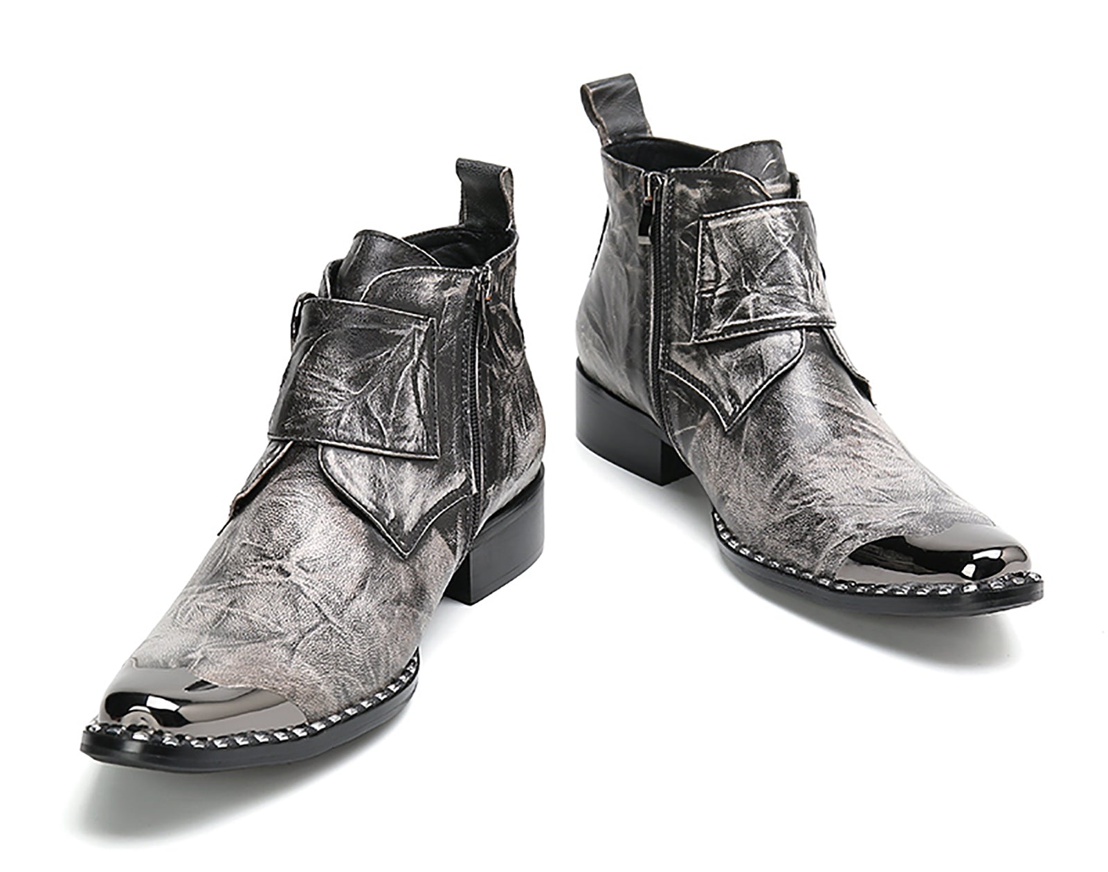 Men's Buckle Western Boots Metal Tip