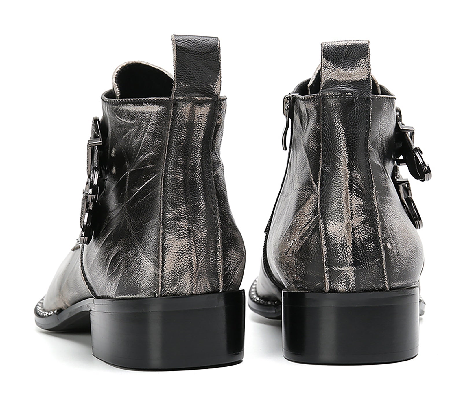 Men's Buckle Western Boots Metal Tip