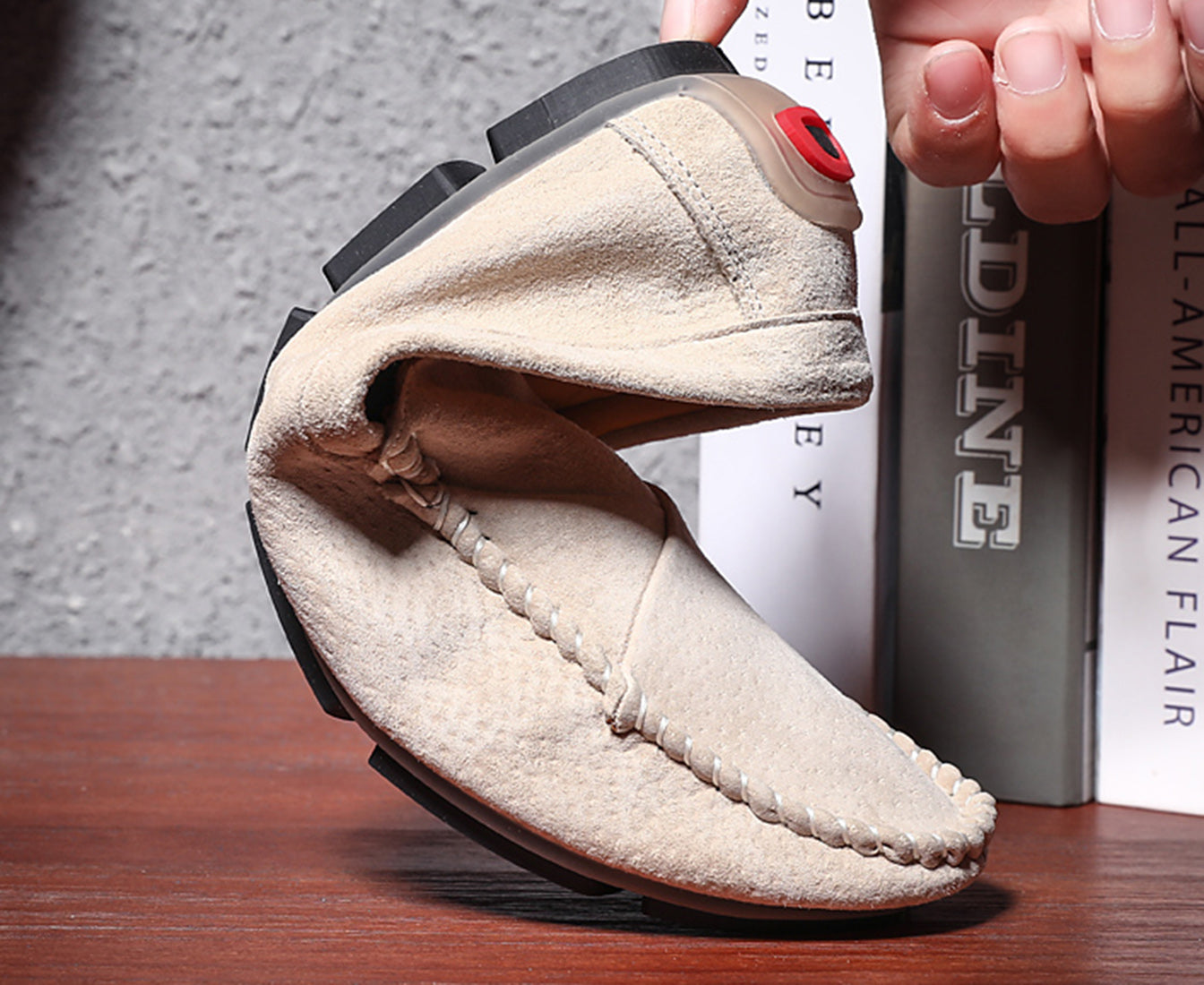 Mocasines de conducción con costuras de ante para hombre