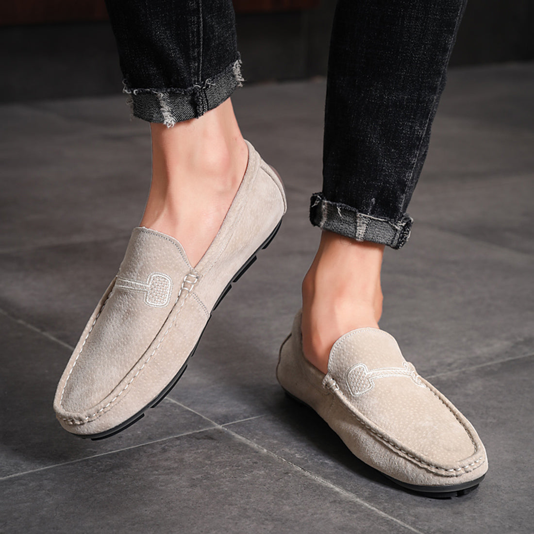 Mocasines de conducción con costuras para hombre