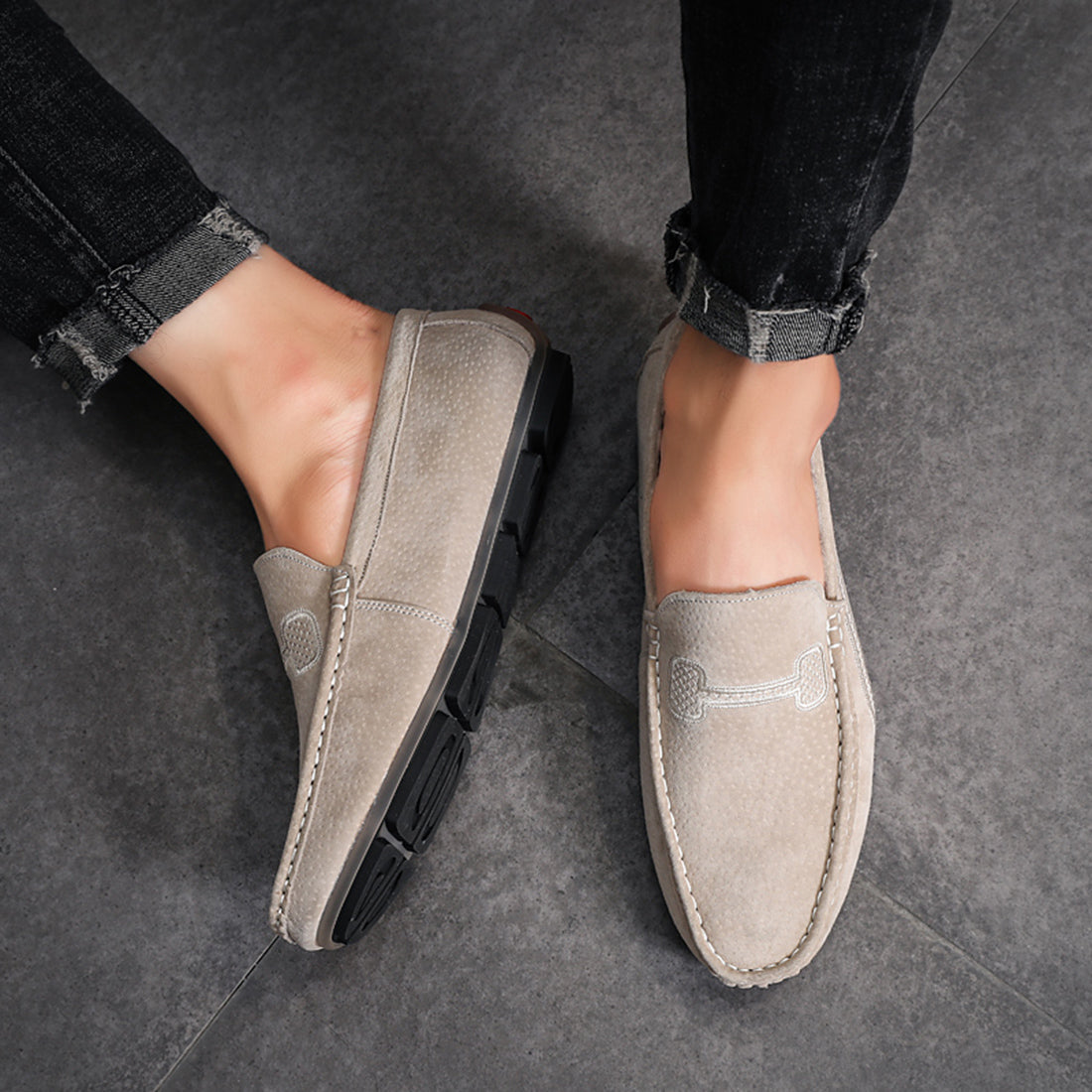 Mocasines de conducción con costuras para hombre
