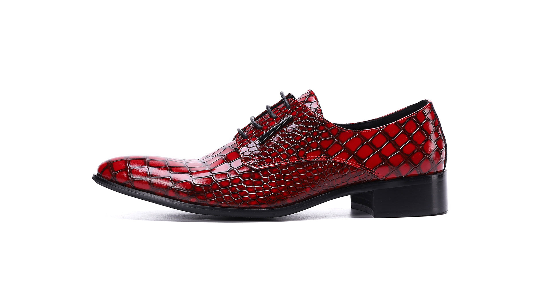 Men's Patent Leather Plaid Formal Derby Shoes