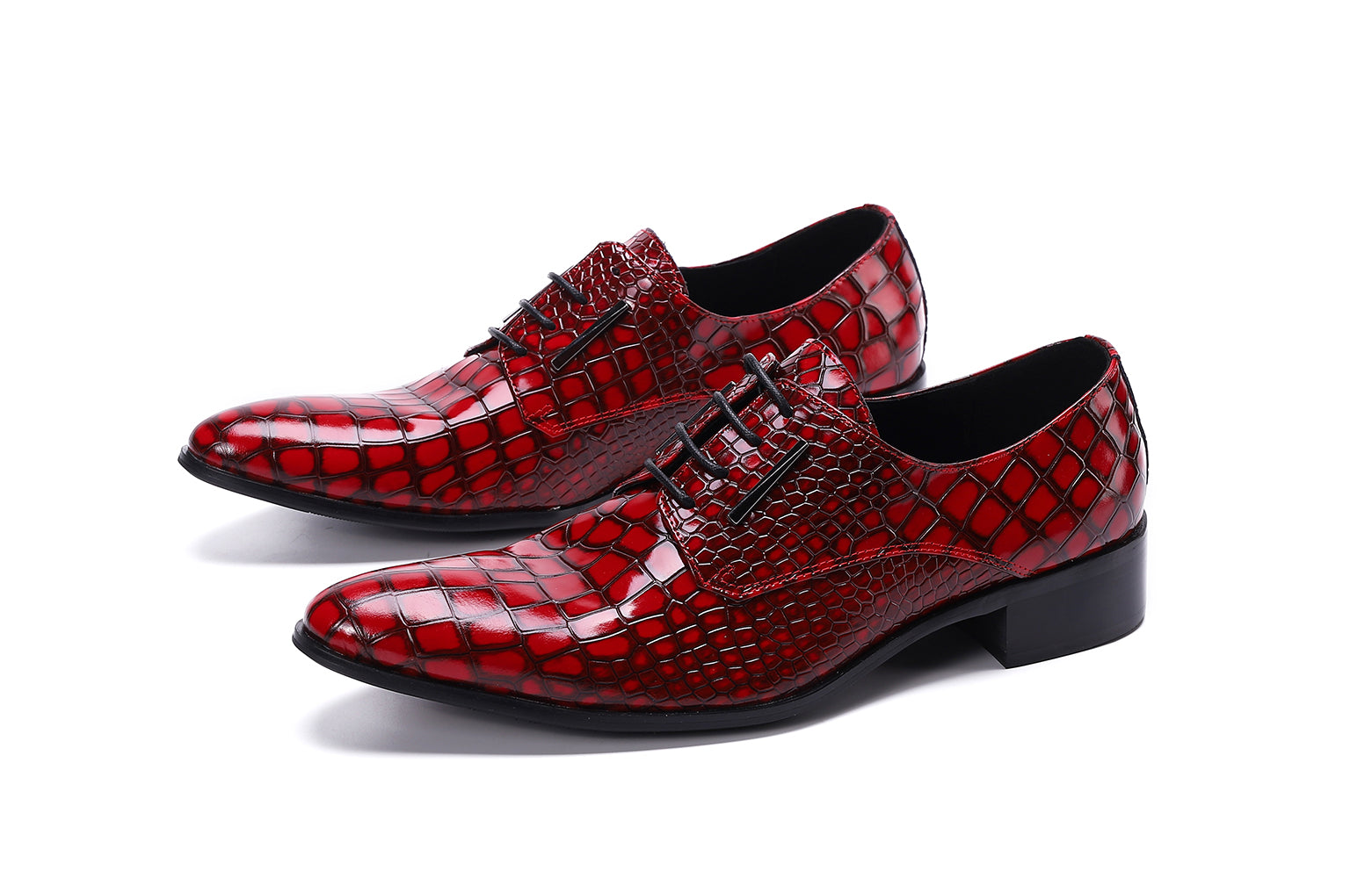 Men's Patent Leather Plaid Formal Derby Shoes