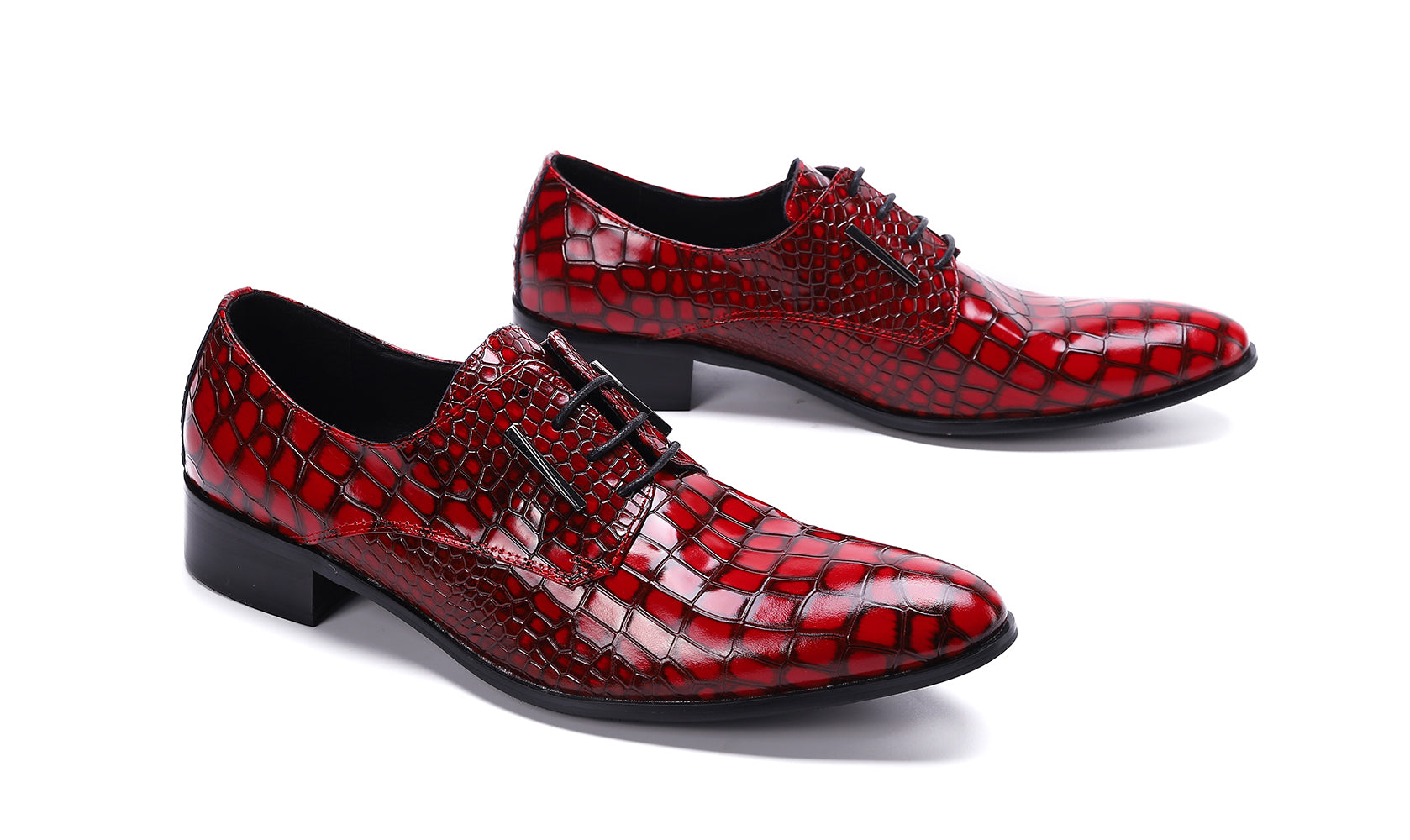 Men's Patent Leather Plaid Formal Derby Shoes