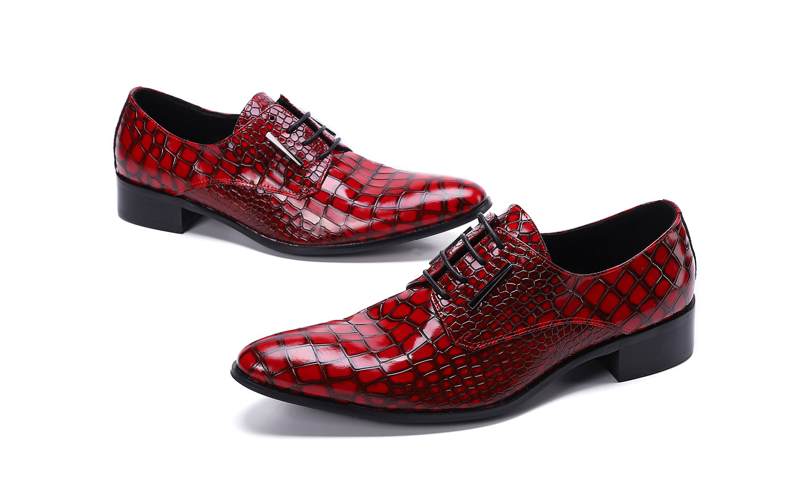Men's Patent Leather Plaid Formal Derby Shoes