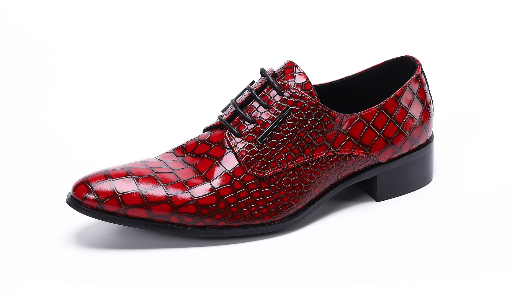 Men's Patent Leather Plaid Formal Derby Shoes