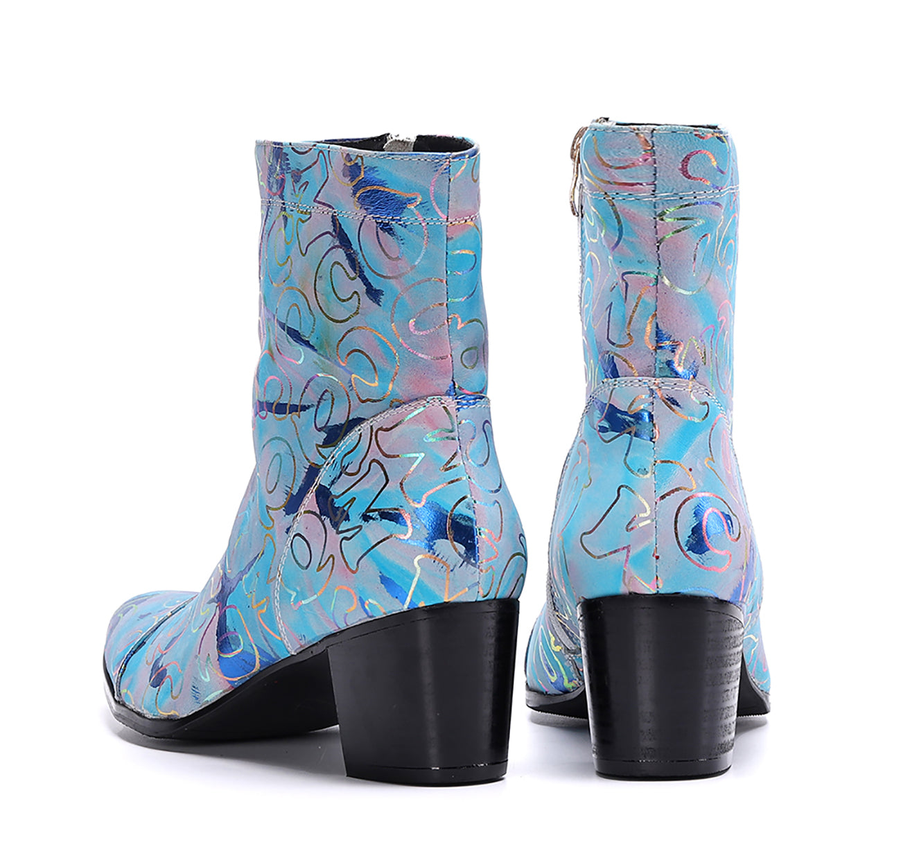 Men's Graffiti Western Boots Cap Toe Zipper