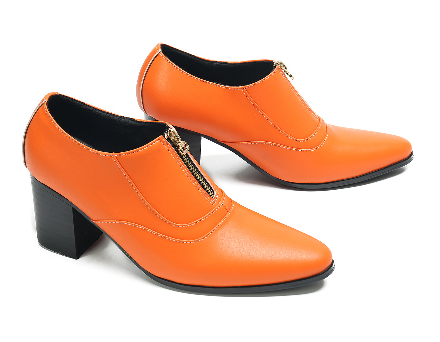 Men's Low Cap Zipper Leather Opera Pumps Boots