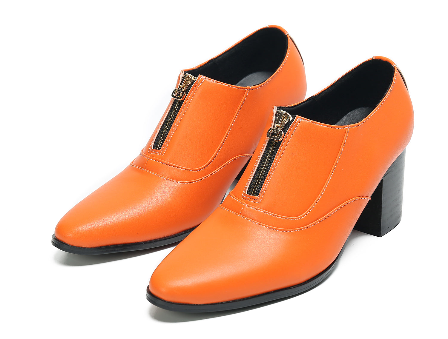 Men's Low Cap Zipper Leather Opera Pumps Boots