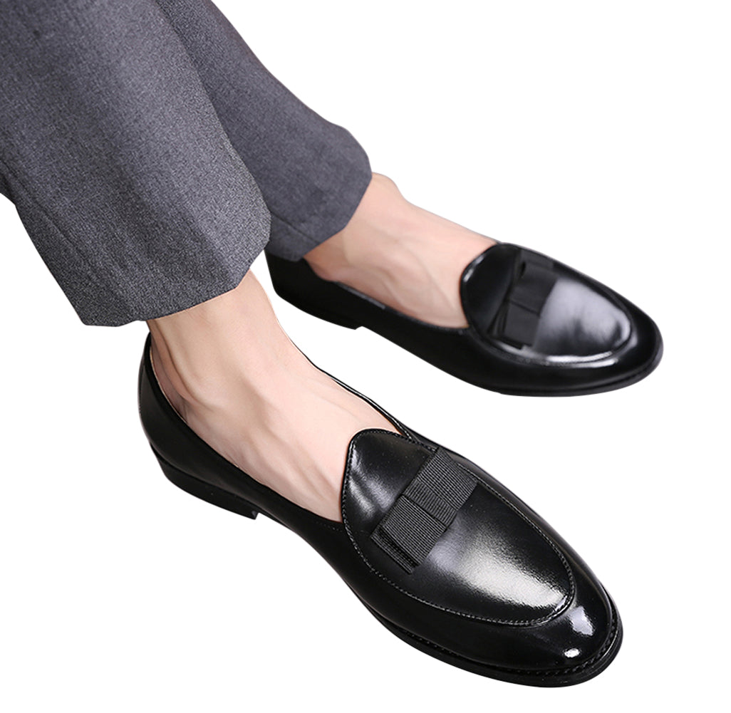 Men's Leather Bow Loafers