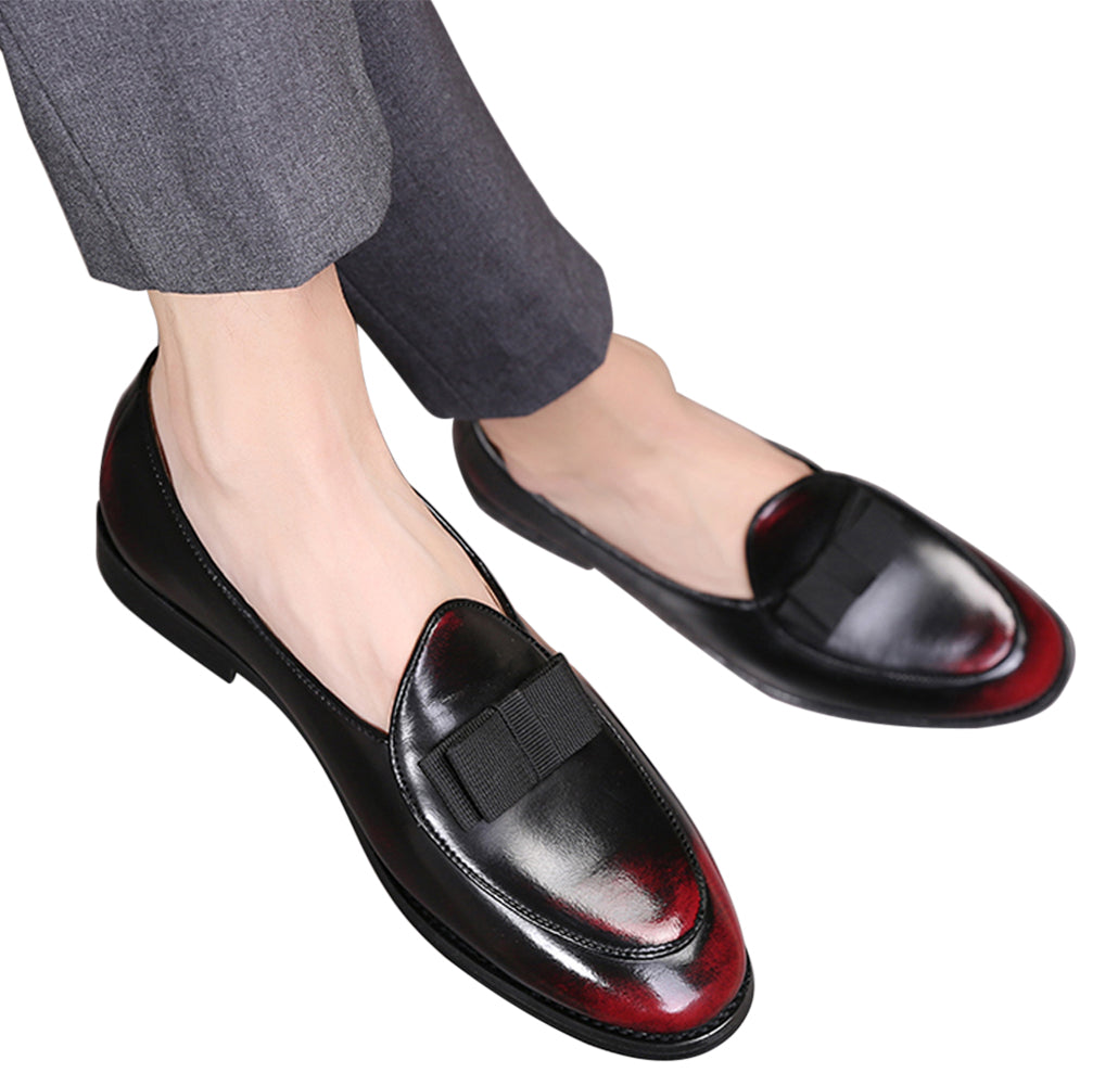 Men's Leather Bow Loafers