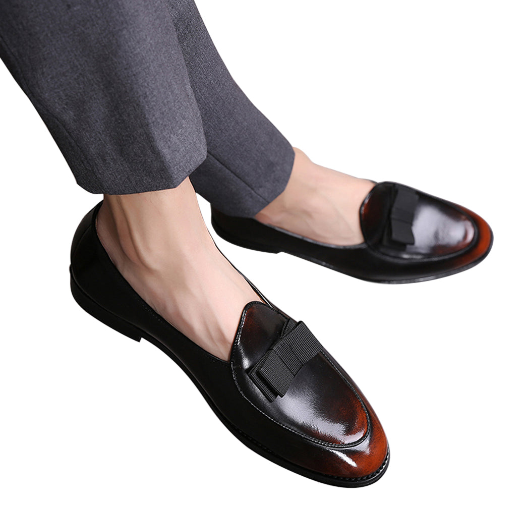 Men's Leather Bow Loafers