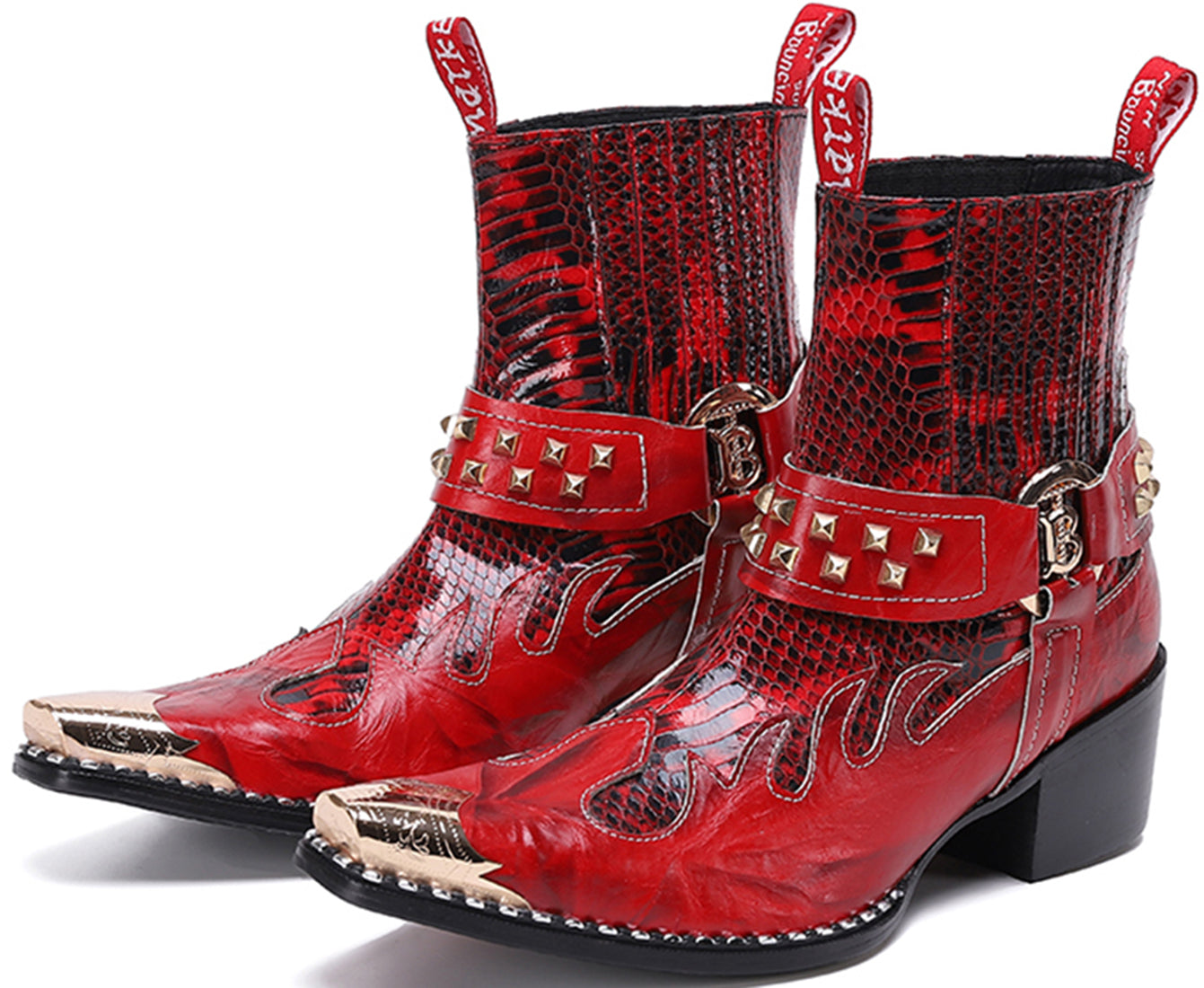 Botas occidentales de caña alta con punta de metal para hombre 