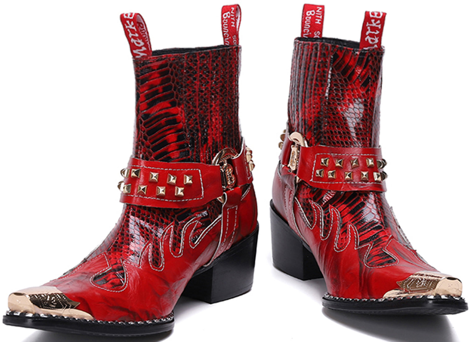 Botas occidentales de caña alta con punta de metal para hombre 