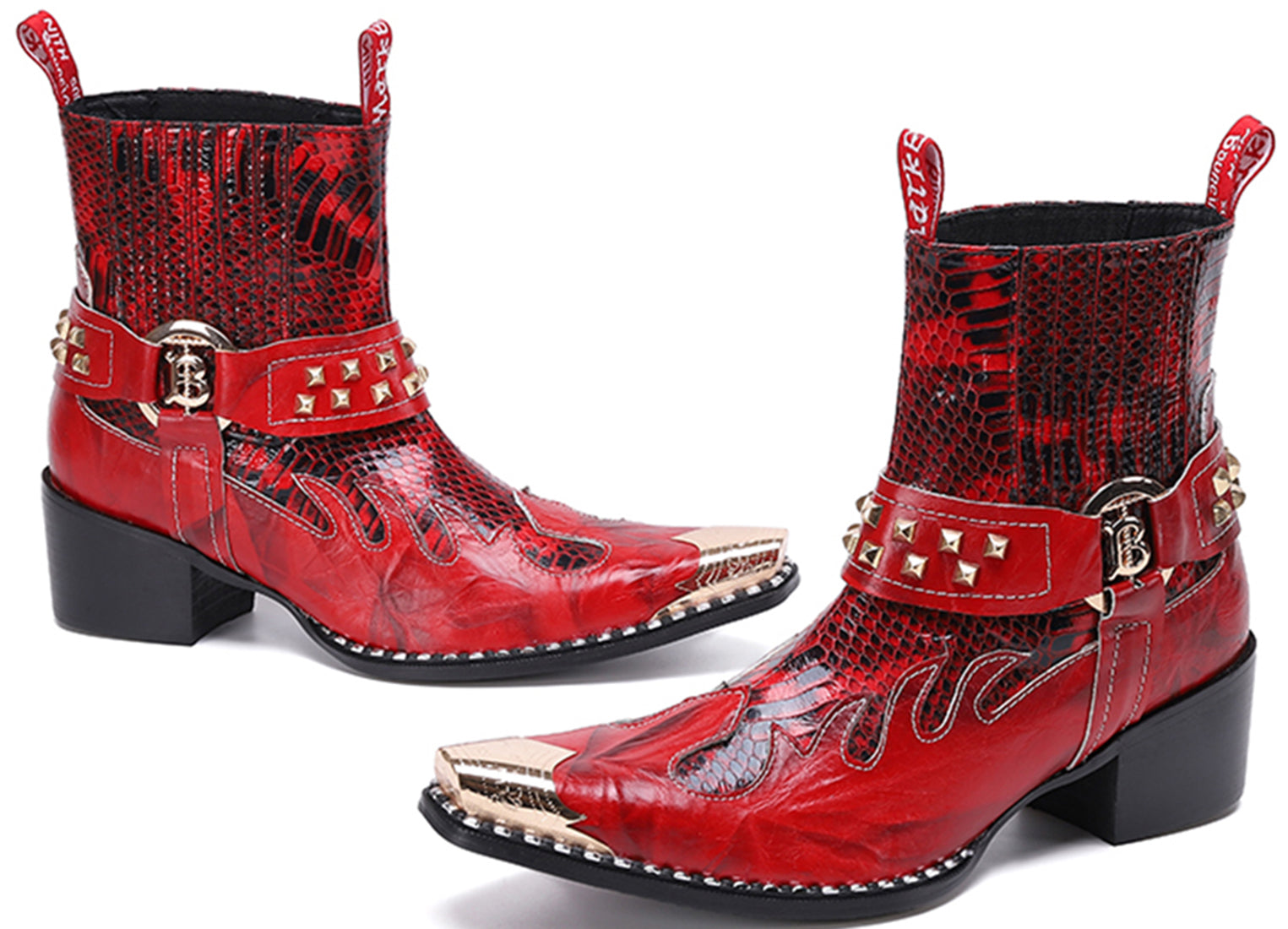 Botas occidentales de caña alta con punta de metal para hombre 