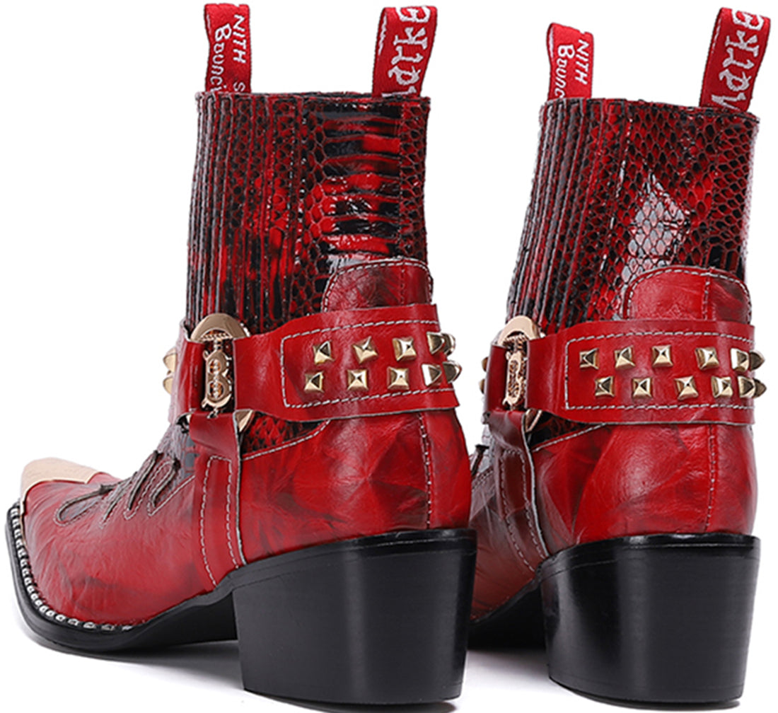 Botas occidentales de caña alta con punta de metal para hombre 