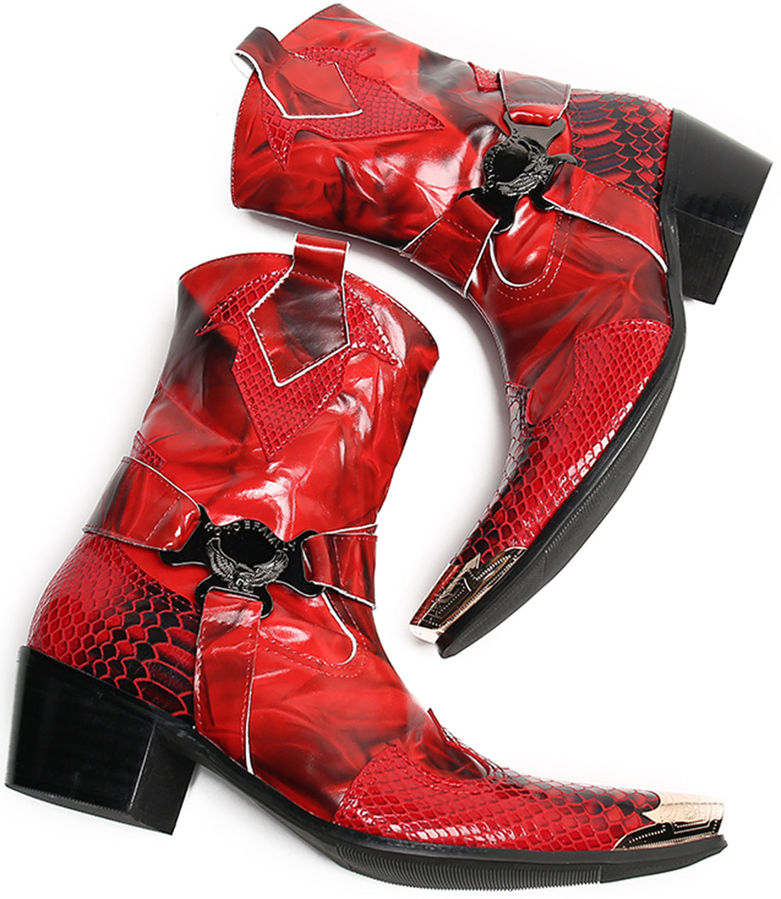 Men's Metal Tip Zipper High Top Western Boots