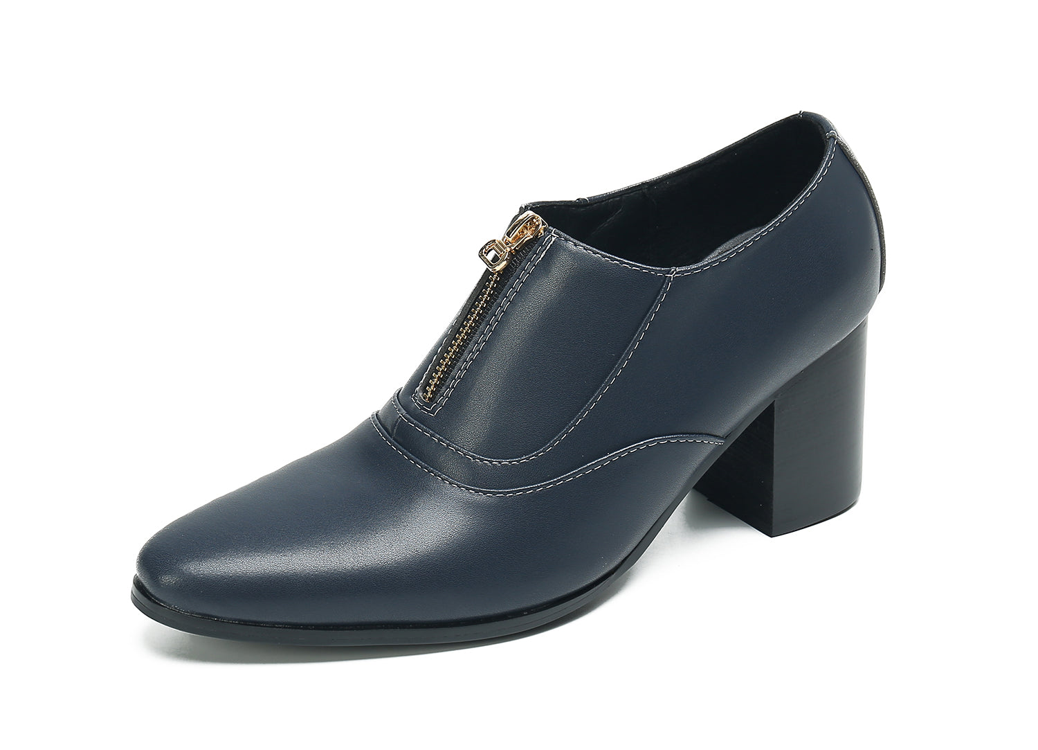 Men's Low Cap Zipper Leather Opera Pumps Boots