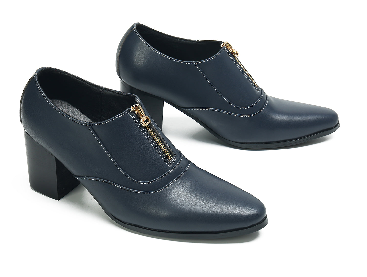 Men's Low Cap Zipper Leather Opera Pumps Boots
