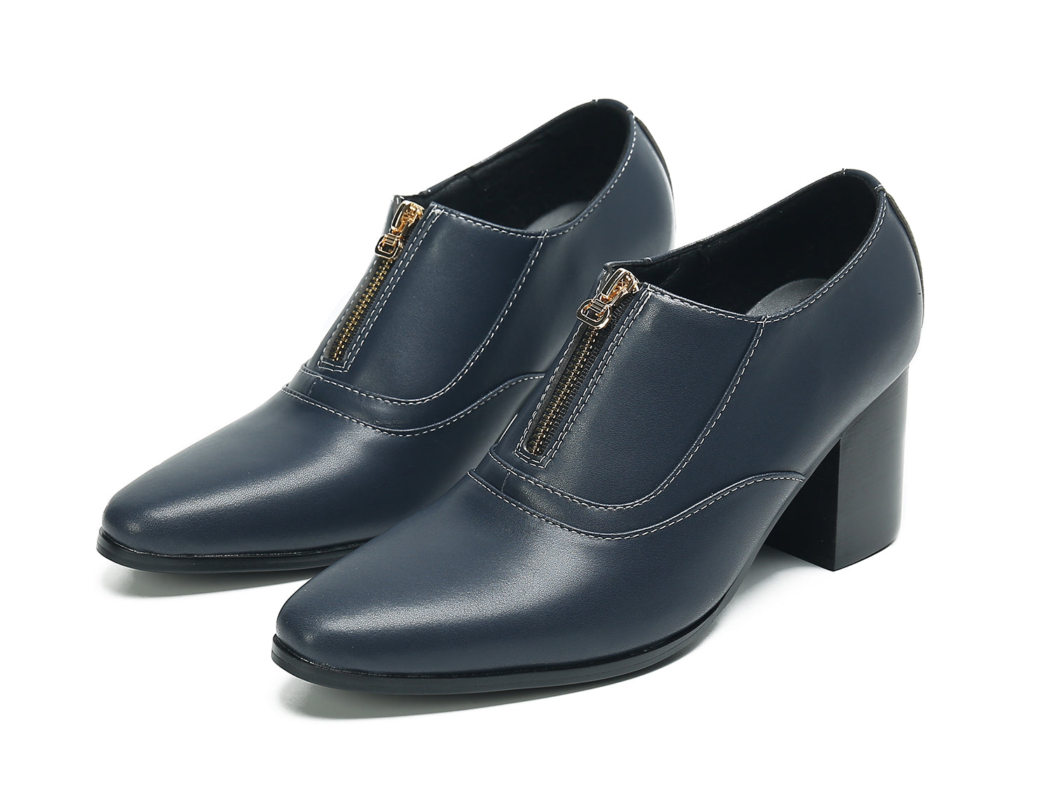 Men's Low Cap Zipper Leather Opera Pumps Boots