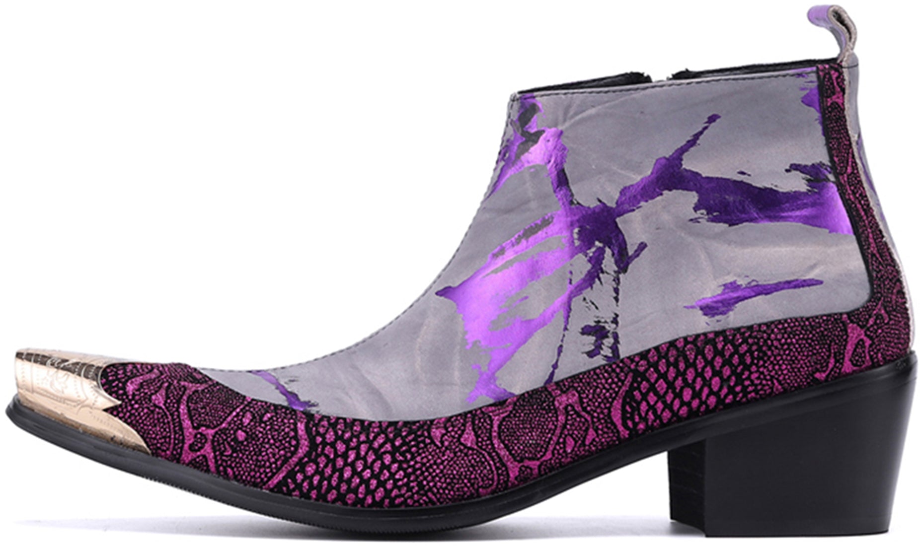 Botas occidentales con punta de metal y escritura a mano para hombre 