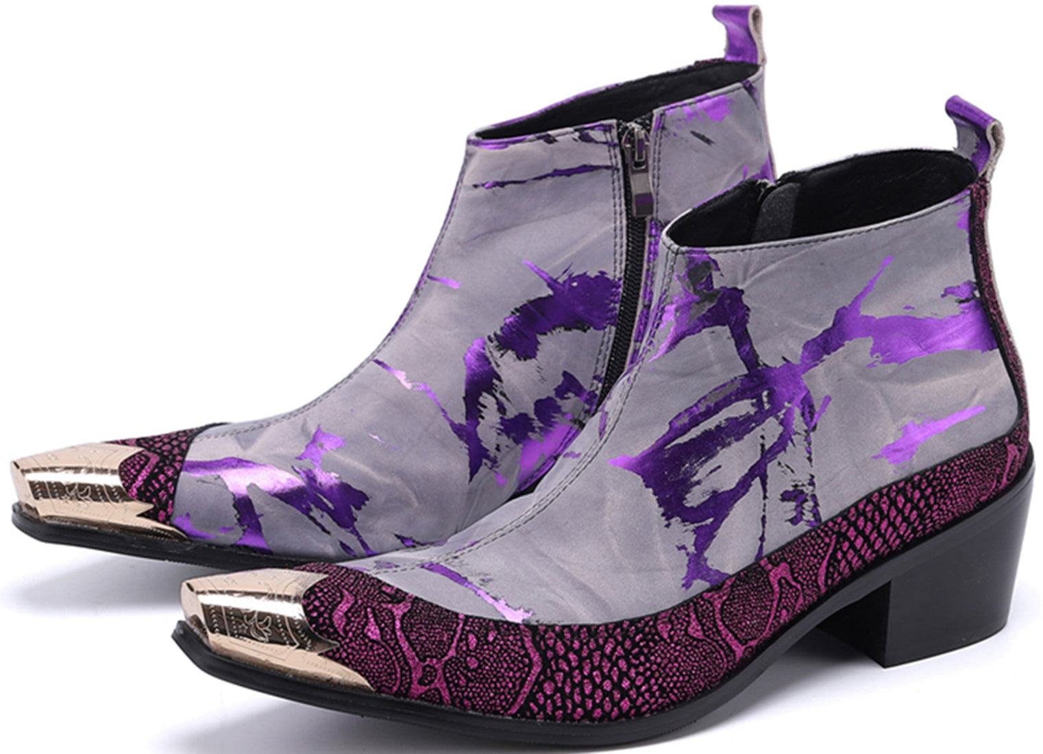 Botas occidentales con punta de metal y escritura a mano para hombre 