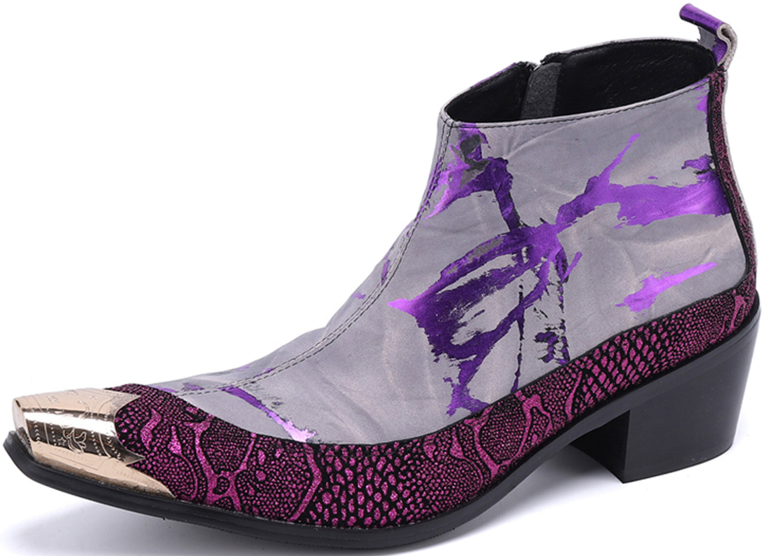 Botas occidentales con punta de metal y escritura a mano para hombre 