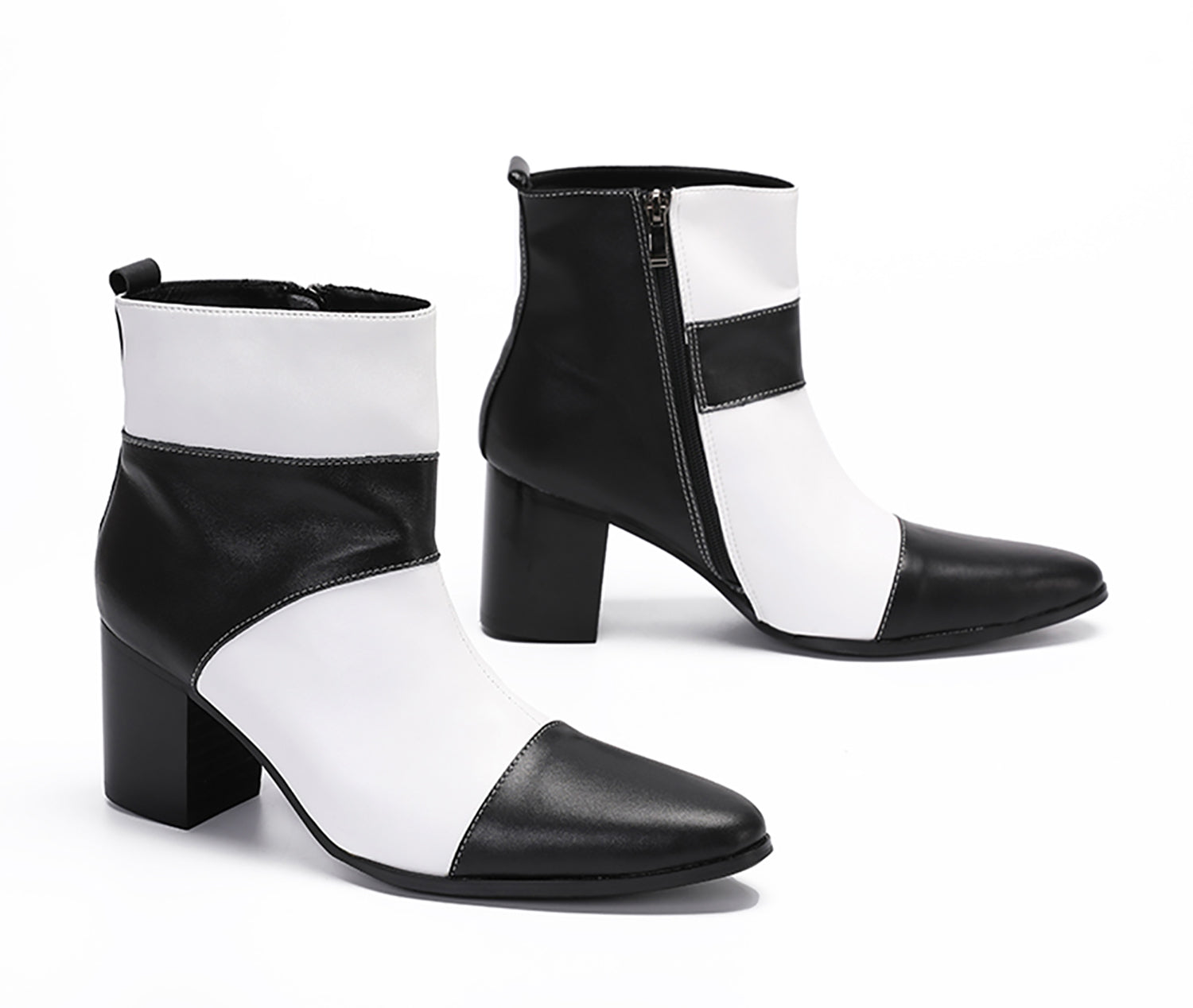 Botas occidentales de cuero genuino con cremallera para hombre