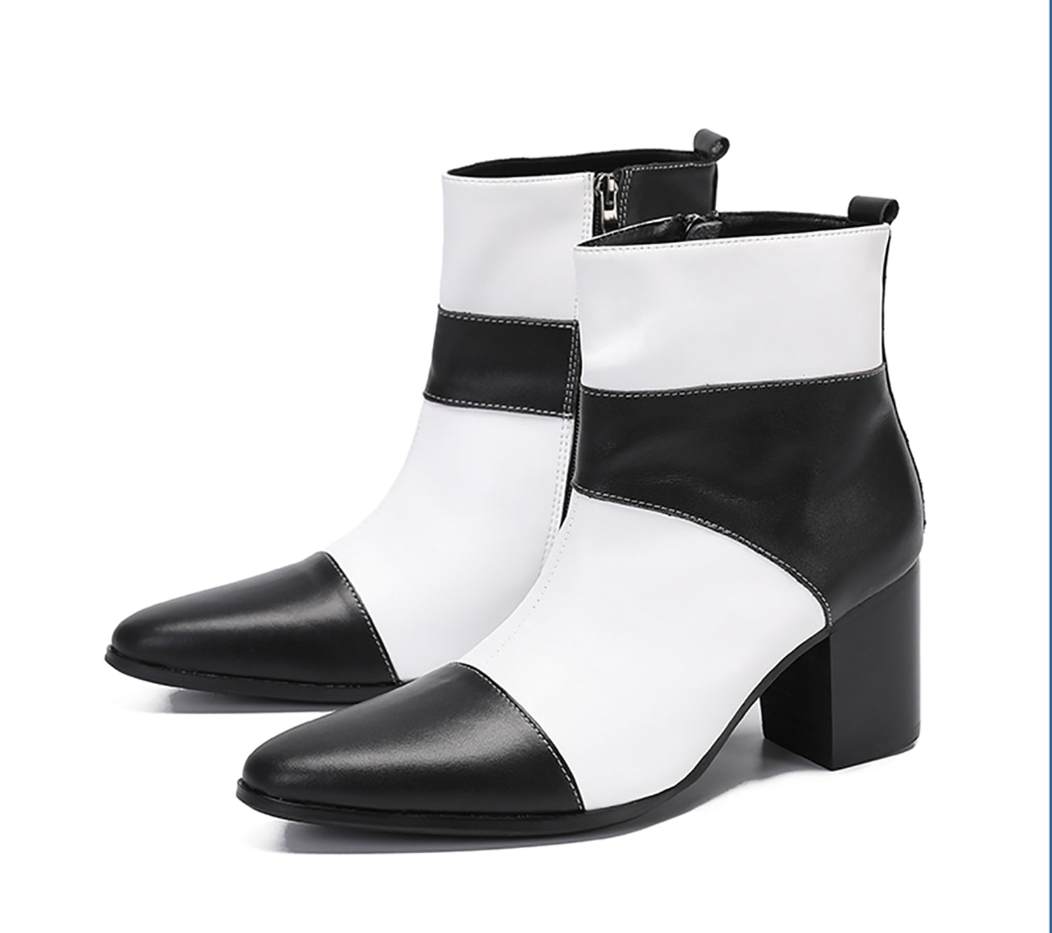 Botas occidentales de cuero genuino con cremallera para hombre