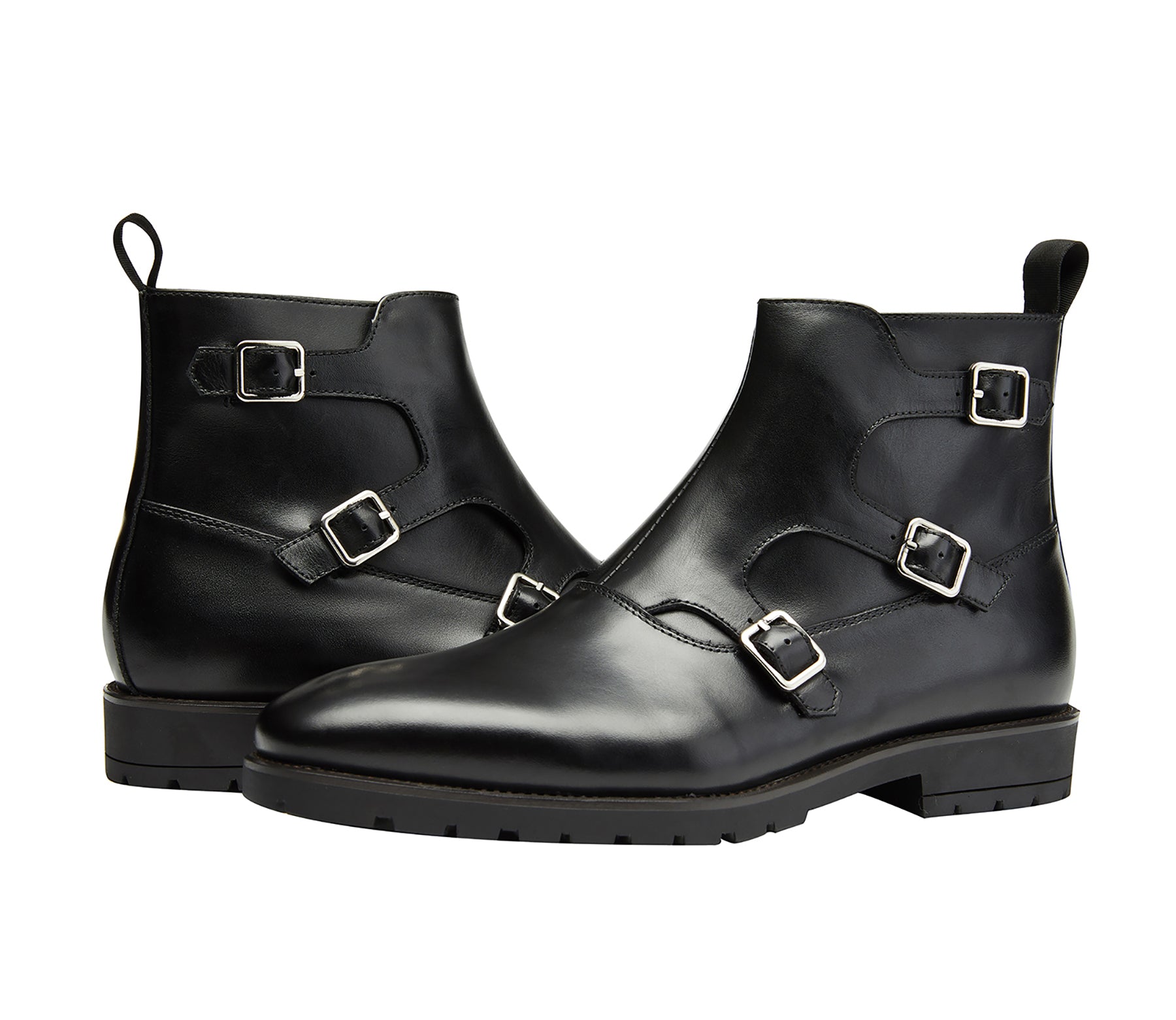 Men's Buckle Monk Strap Leather Western Boots