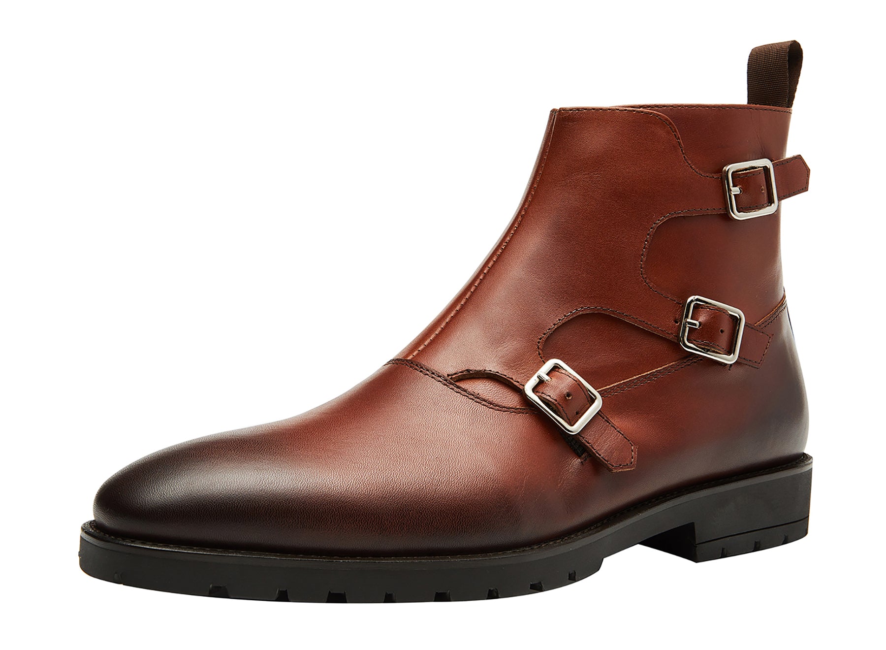Men's Buckle Monk Strap Leather Western Boots