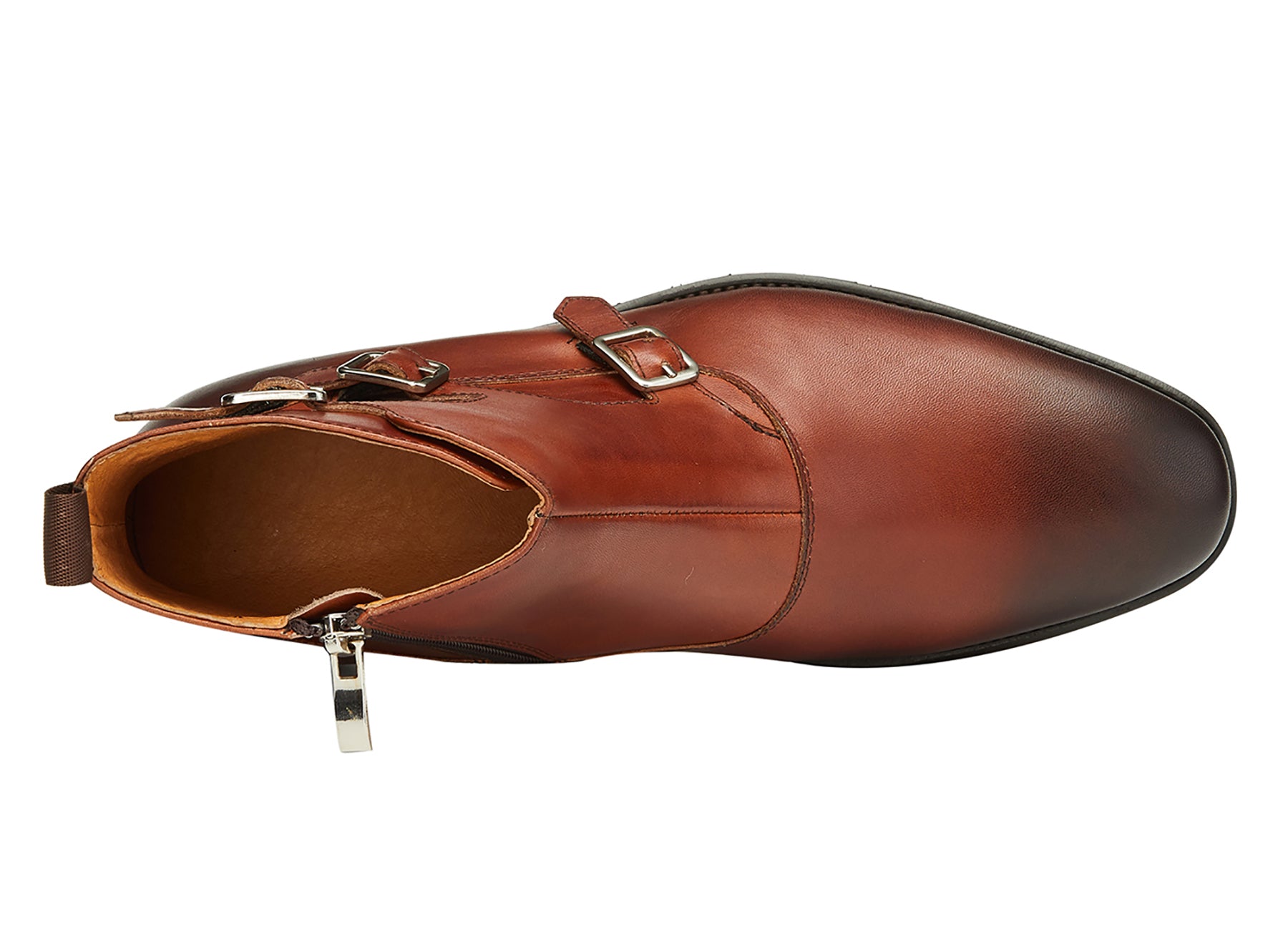 Men's Buckle Monk Strap Leather Western Boots