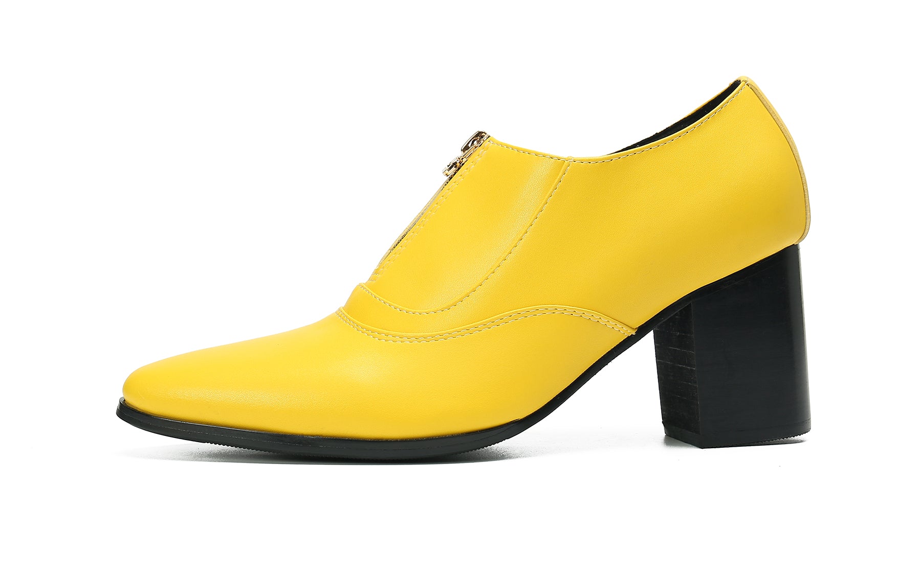 Men's Low Cap Zipper Leather Opera Pumps Boots