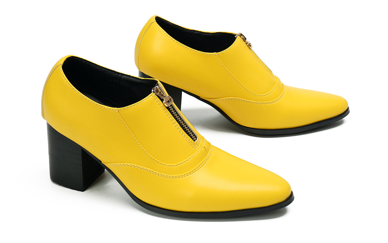 Men's Low Cap Zipper Leather Opera Pumps Boots