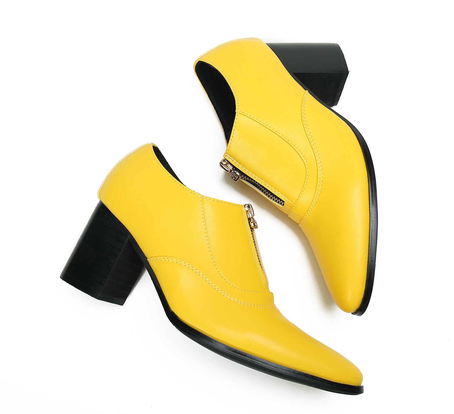 Men's Low Cap Zipper Leather Opera Pumps Boots