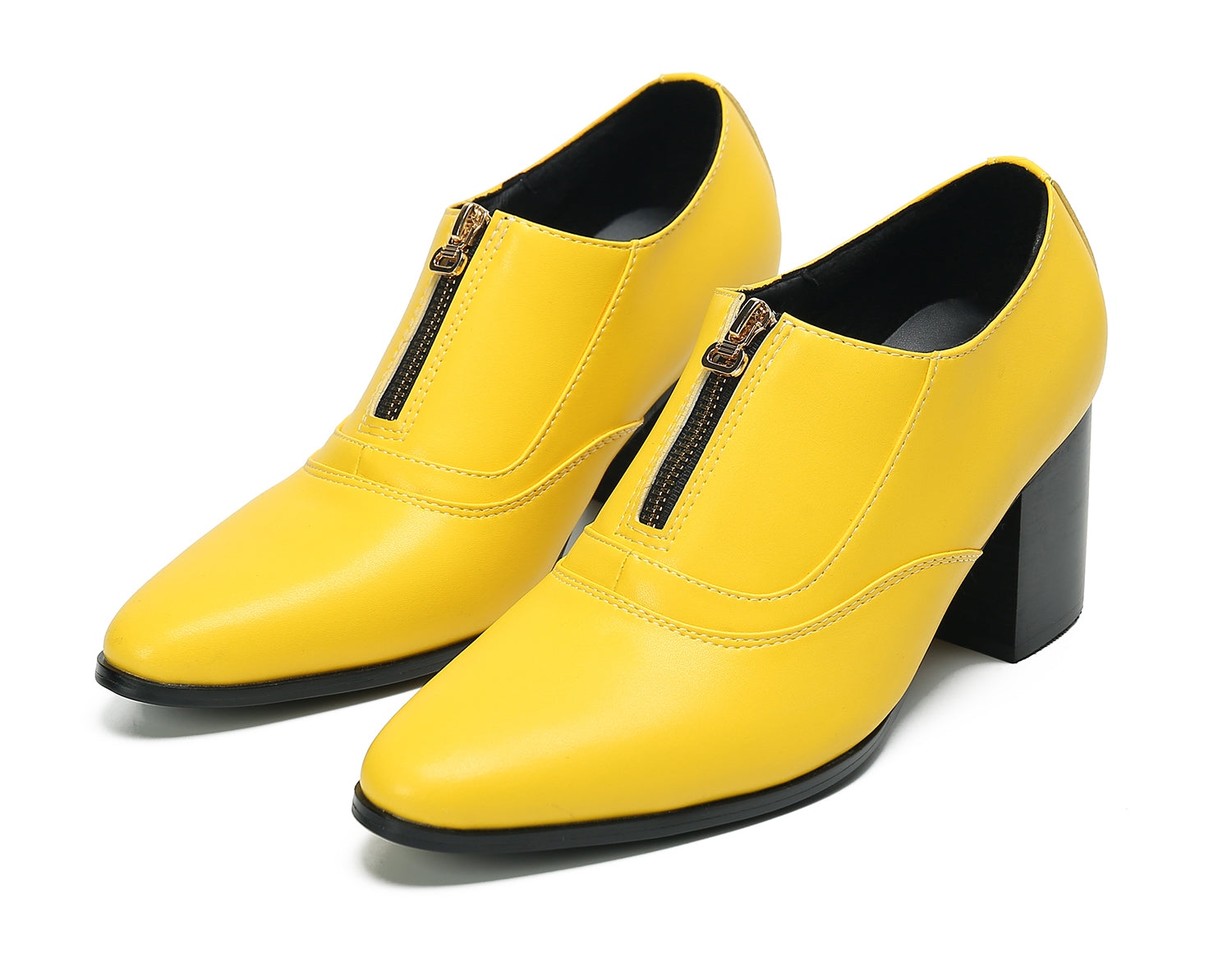 Men's Low Cap Zipper Leather Opera Pumps Boots
