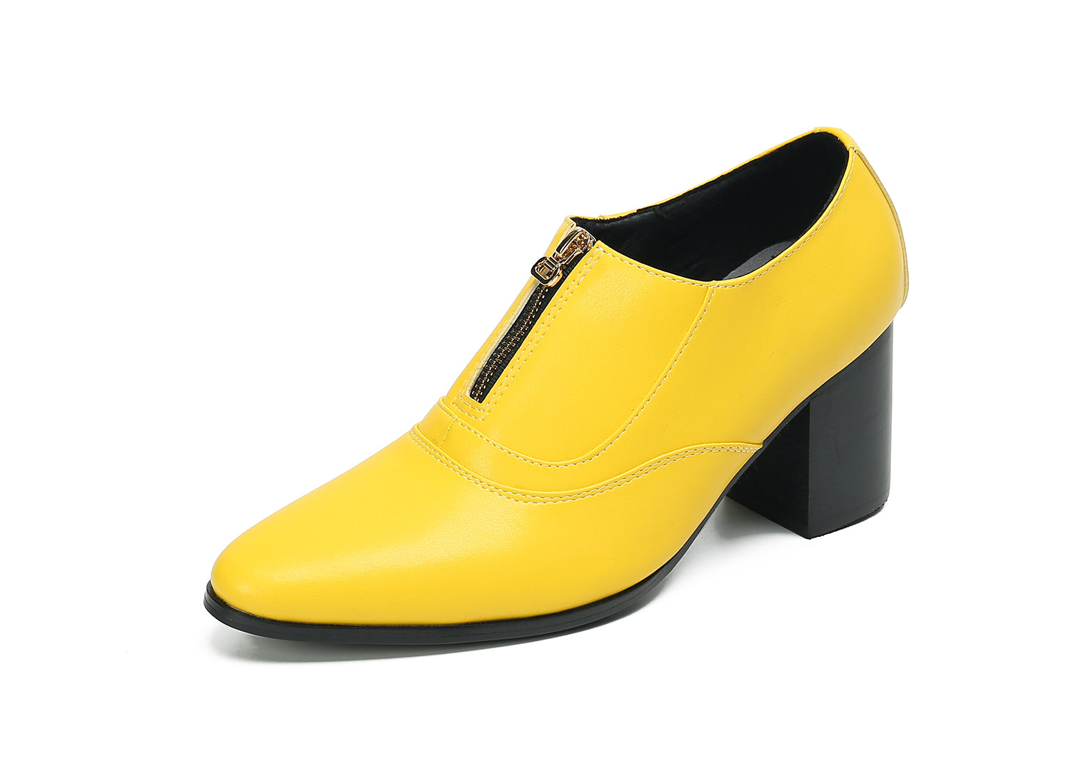 Men's Low Cap Zipper Leather Opera Pumps Boots