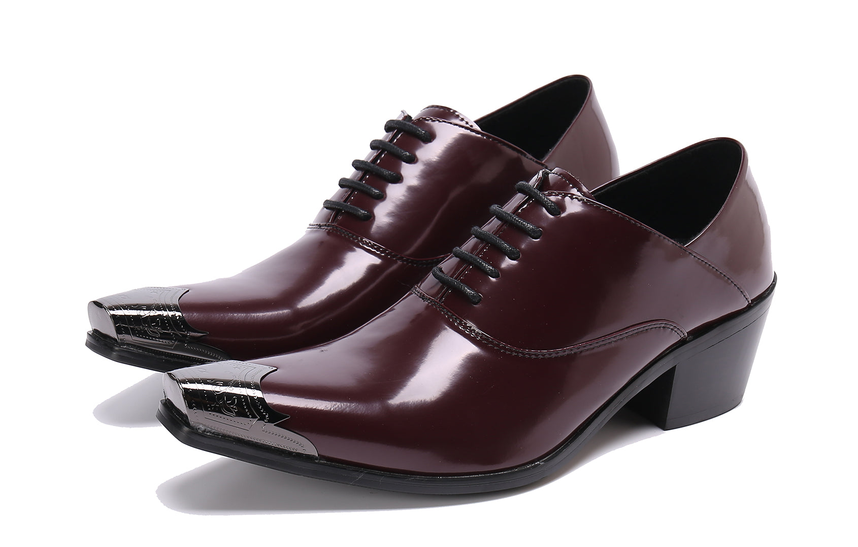 Zapatos occidentales de cuero con punta de metal para hombre