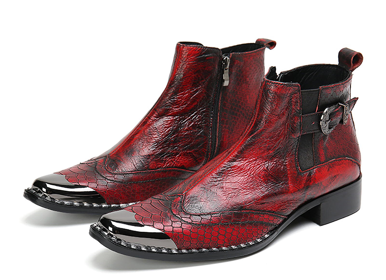 Men's  Western Boots Metal Tip Snake