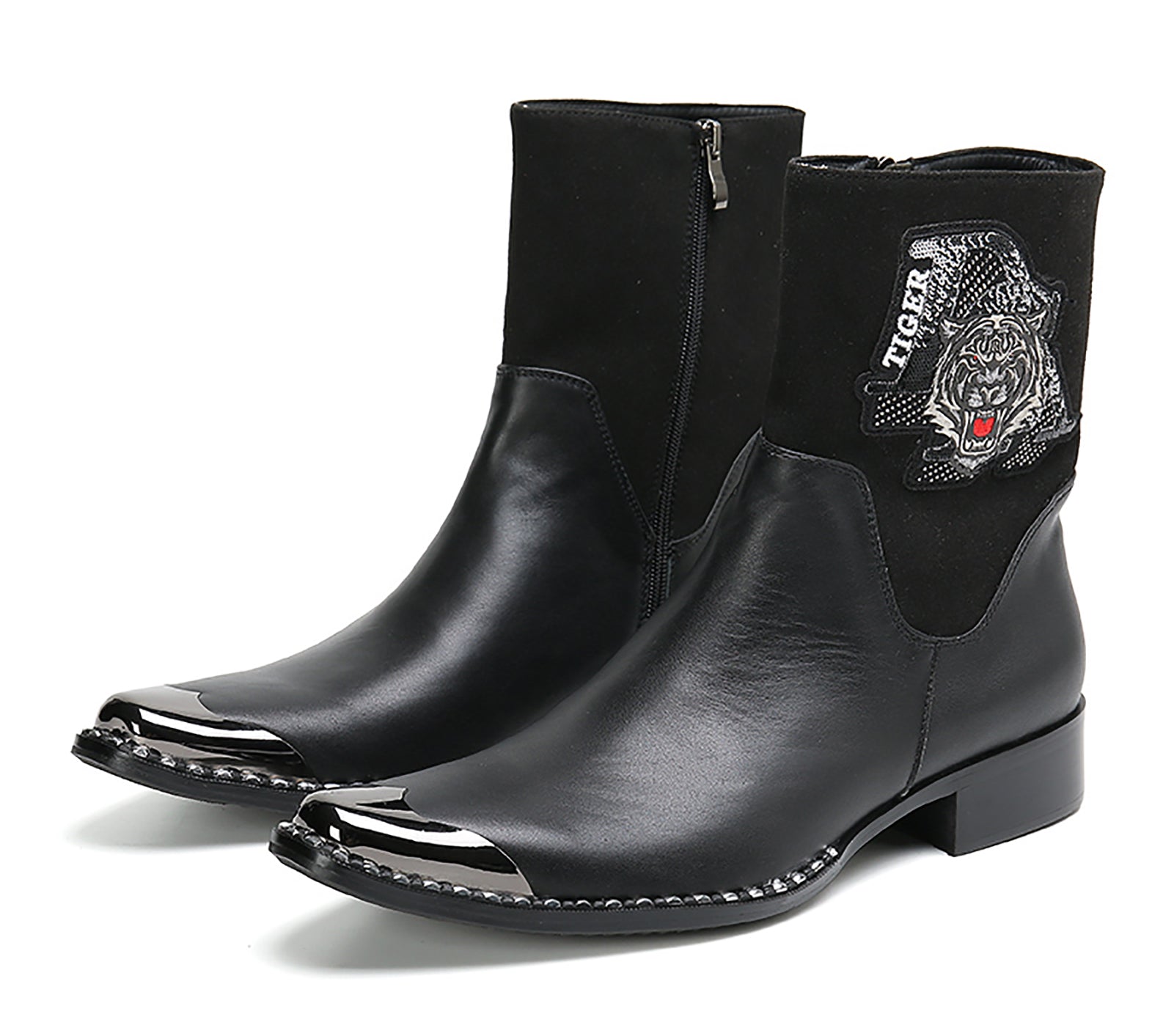 Botas vaqueras altas para hombre con punta de metal 