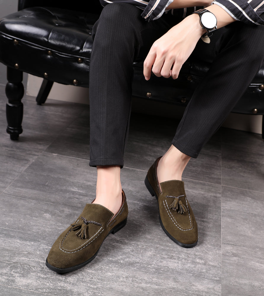 Mocasines con puntera de bicicleta y borlas para hombre